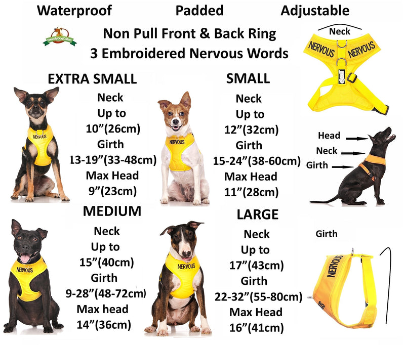 Dexil Limited Nervous (Give Me Space) Yellow Color Coded Non-Pull Front and Back D Ring Padded and Waterproof Vest Dog Harness Prevents Accidents by Warning Others of Your Dog in Advance (XS) - PawsPlanet Australia