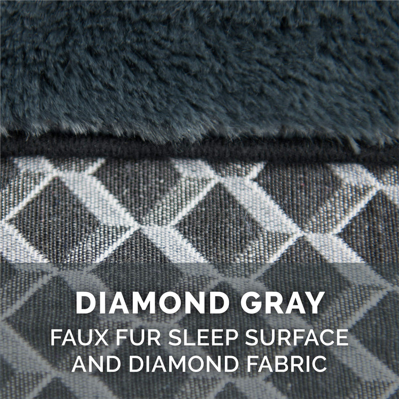 Furhaven Comfy Couch Plush & Décor Sofa-Style Egg Crate Orthopedic Foam Dog Bed - Diamond Gray, Small (Comfy Couch - Plush & Decor) Diamond Gray - PawsPlanet Australia