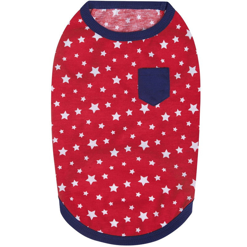 Blueberry Pet Pack of 2 Soft & Comfy Patriotic Spirit USA Stars Stripes American Flag Cotton Blend Dog T Shirts, Back Length 16", Clothes for Dogs 16 inch (Pack of 2) National Pride - PawsPlanet Australia