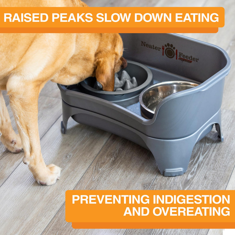 The Niner Slow Feed Bowl - Raised Peaks Slow Down Pets Eating - Fits Elevated Feeders Including Neater Feeder Large Sizes - Gentle on Teeth and Gums - Holds up to 2 Cups (Gunmetal Grey) Gunmetal Grey - PawsPlanet Australia
