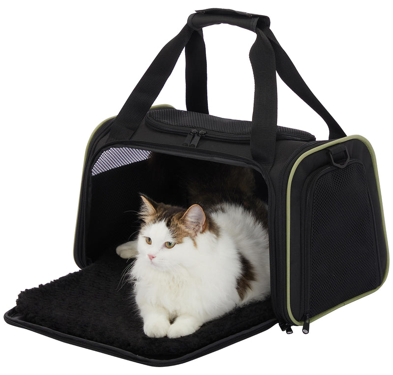PETSFIT Pet Carrier Airline Approved with Extendable Mat, Dog Carriers for Small Dogs, TSA Approved Pet Carrier, Puppy Carrier for Small and Medium Cats Under 12 Lbs, Black 17.0"L x 10.3"W x 10.3"H - PawsPlanet Australia