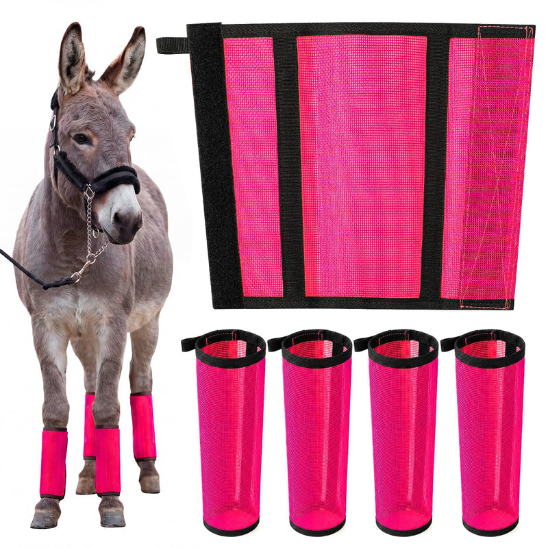 Donkey Fly Boots Set of 4, UV-Proof Breathable Mesh Leg Wraps with Built-in Nylon Support, Non-Slip Adjustable Closures, Summer Protection for Farm Donkeys, Pony, Mule