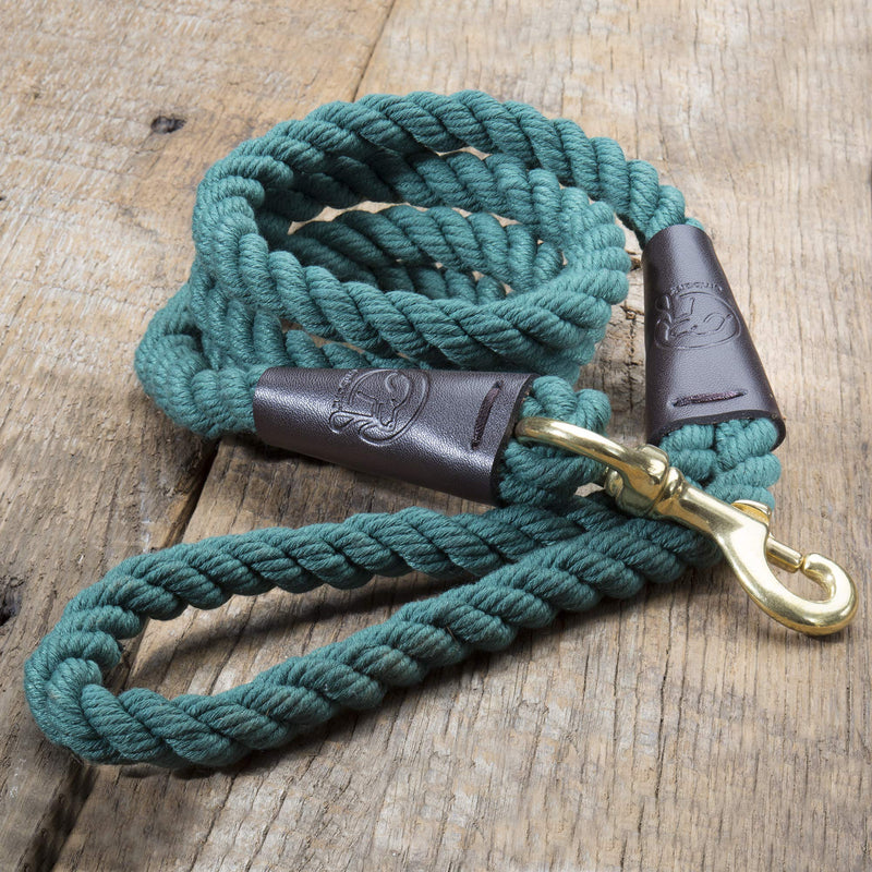 Embark Pets Country Dog Rope Leash – Braided Cotton Leashes w/ Strong Leather Finish for Small Medium and Large Breed Dogs – Heavy Duty for Training, Walking, Hiking Forest Green - PawsPlanet Australia