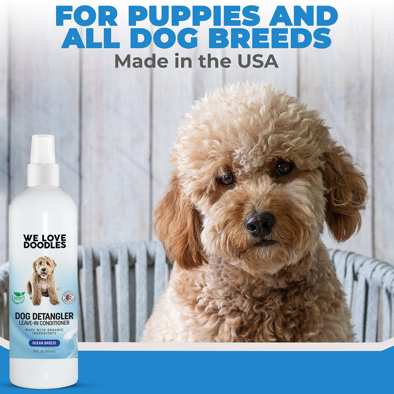 We Love Doodles Large Dog Slicker Brush & Ocean Breeze Detangler Spray Bundle - Goldendoodle Brush & Goldendoodle Spray Kit - Made in USA - PawsPlanet Australia