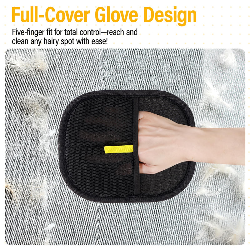 Pet Hair Remover for Cats & Dogs, Electrostatic Gloves for Cats Hair Removal, Reusable Dogs Hair Remover for Furniture, Bed Sheets, Couch, Clothes(1pc) Black - PawsPlanet Australia