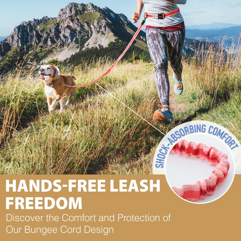 Hands Free Dog Leash with Waist Belt Lifetime Replacement, Dual Handle Bungee Leash for Running, Jogging, Hiking and Walking, for Medium and Large Dogs 5118 Hot Pink - PawsPlanet Australia