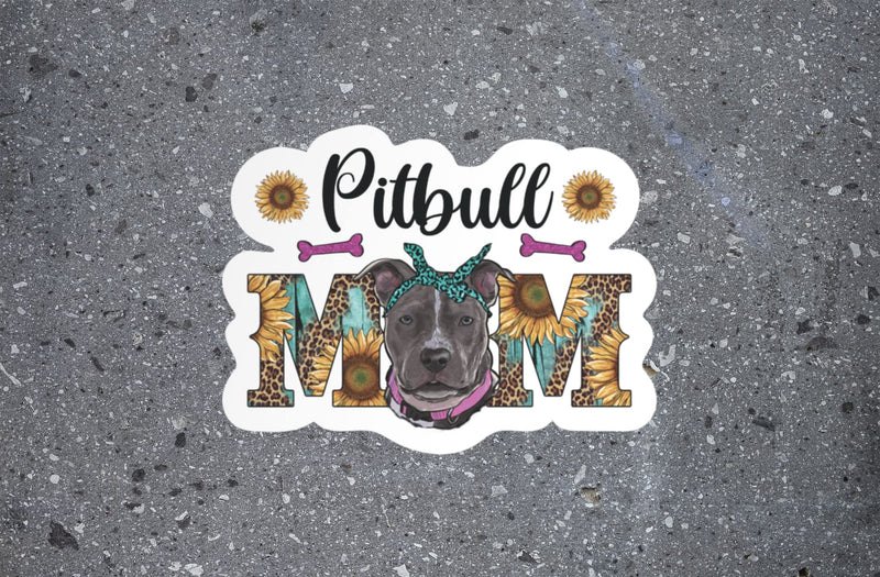 Pitbull Mom 5 Inch Waterproof Decal Sticker Wall Window Sunflower Love Pet Paw Dog Cat Family Bird Pets Pig Rabbit Lover Animal American Granddog Trainer CS1415-2PK - PawsPlanet Australia