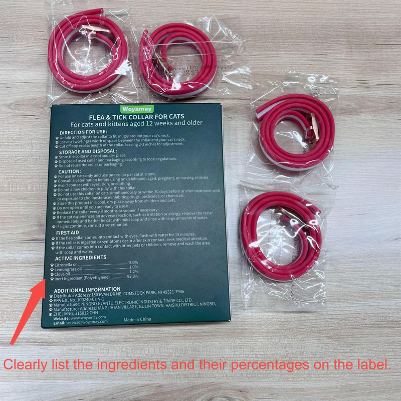4 Pack Collar for Cats- 32 Months Protection Water Resistant Cat Collars for Kitten Small Medium Large Dog- Red & White