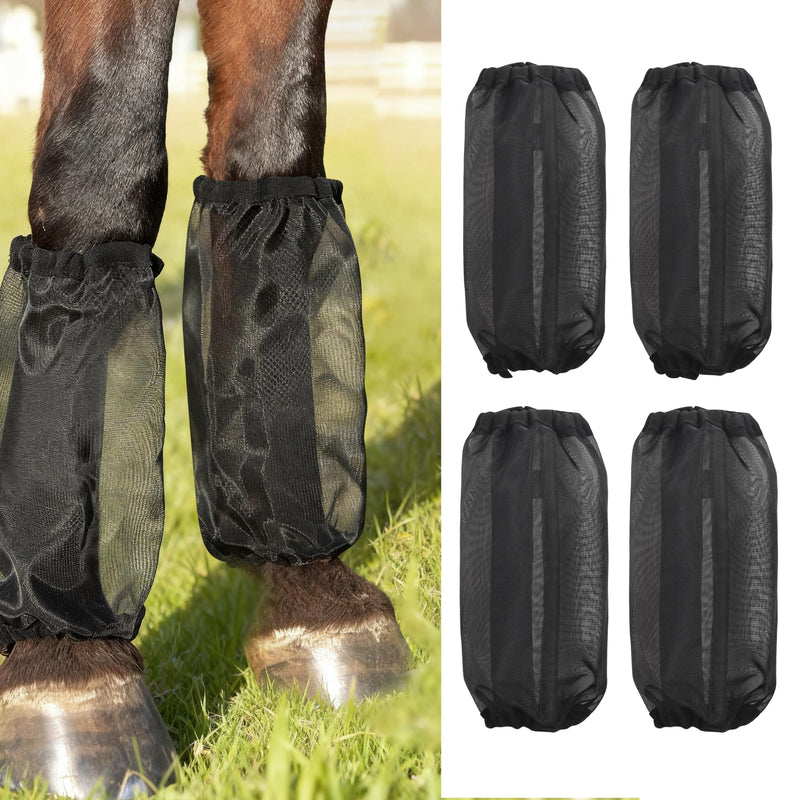 4 Pack Horse Fly Leg Wraps - Breathable Mesh Fly Boots for Horses, Non-Slip No RubFit, UV Protection for Pasture & Trail Riding