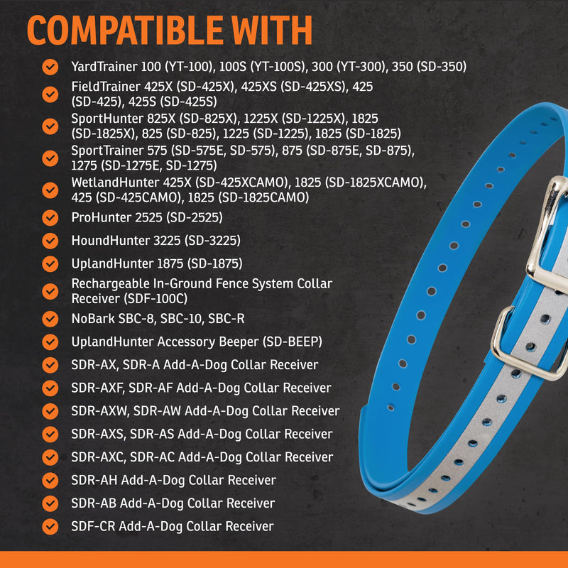 SportDOG 3/4-Inch Collar Strap - Waterproof Replacement Strap for Rugged Outdoor Use - Adjustable Collar with High Visibility - Reflective Blue 28 inches long, 3/4 inch wide (Pack of 1) - PawsPlanet Australia