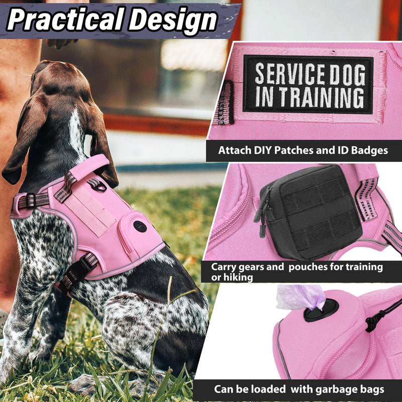 Heavy Duty Tactical Dog Harness for Large Dogs, Adjustable Reflective Service Vest with Control Handle & 4 Patches, No Pull Soft Padded Military Pet Harness for Training Walking Hiking (Brown, XL) Brown - PawsPlanet Australia