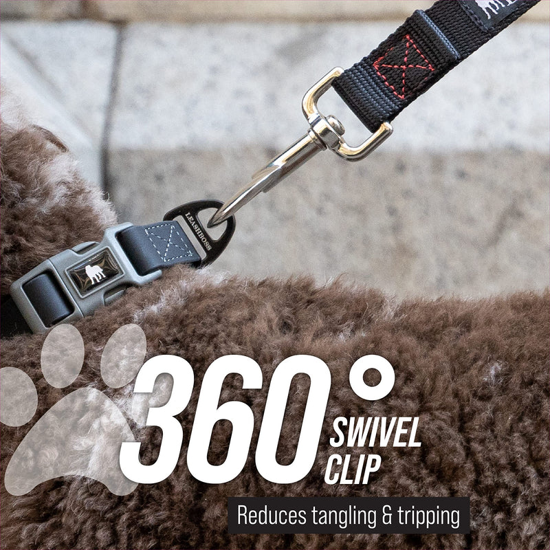 Leashboss Short Dog Leash for Dog Training | Padded Traffic Handle Short Leash for Dog Training, Total Comfort when Dog Walking | Traffic Leash for Dogs Large, Medium, Small | Short Nylon Dog Lead 12 Inch Black - PawsPlanet Australia