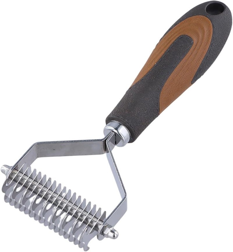 Pro Large 2-Sided Undercoat Rake, Deshedding Dematting Comb, Detangler Brush for Mats, Tangles & Shedding, Stainless Steel Blades, ABS Handle, Ideal for Long Haired Cats, Dogs and Rabbits - PawsPlanet Australia