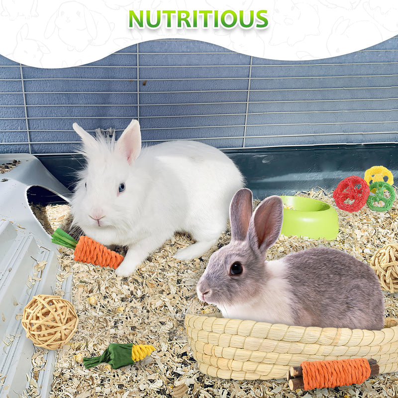 Rabbit Toys 13Pcs, Natural Hay Hamster Chew Toys for Teeth, Handmade Apple Wood Sticks Guinea Pig Bunny Toys 13PCS Set - PawsPlanet Australia