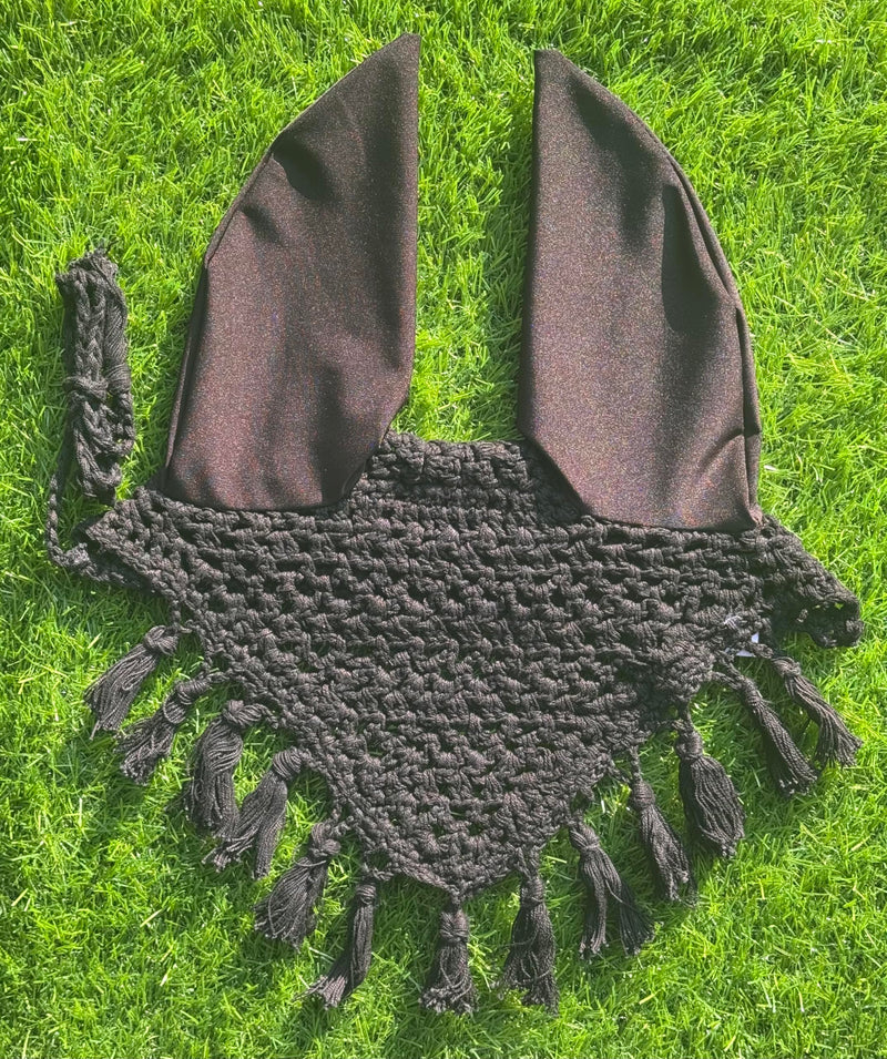 Elegant Tassels Horse Ear Bonnet, Fly Veil & Fly Mask – Fly Protection with Style and Comfort for Every Ride (Pony)