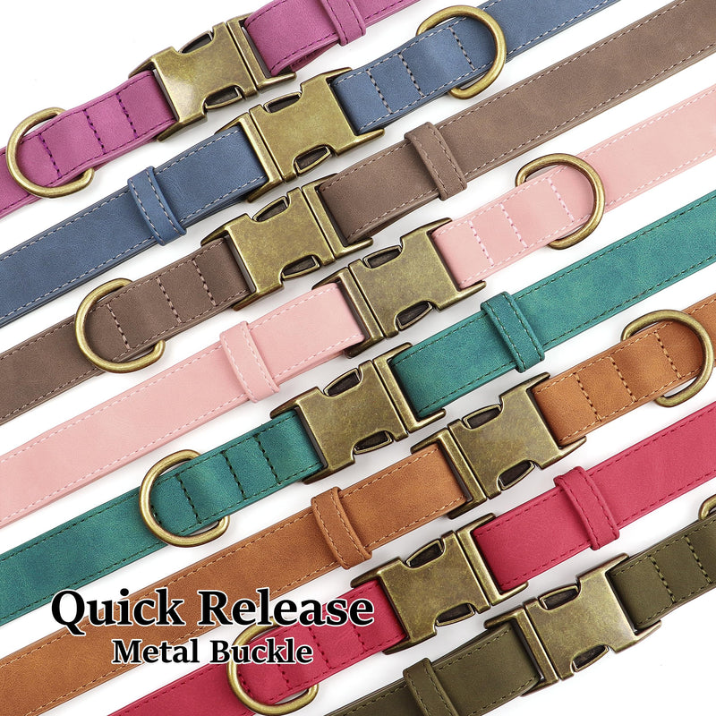 Didog Soft PU Leather Dog Collar, Stylish Quick Released Dog Collars for Medium Dogs, Easy Clean Adjustable Pet Collar for Daily Walking, Light Brown, M Fit 14-18" Neck M：Fit 14-18" Neck, Width ¾"