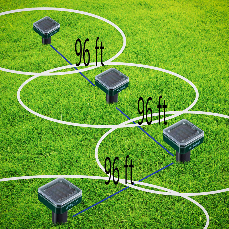 NIKAND Solar Mole Repellent Ultrasonic 4 Pack Outdoor Powered Sonic Deterrent - Mole Stopper Scare Vole for Lawn Garden Yard Home - Groundhog Repeller Snake Rodent Gopher Spikes Chaser Pest (4 Pack)