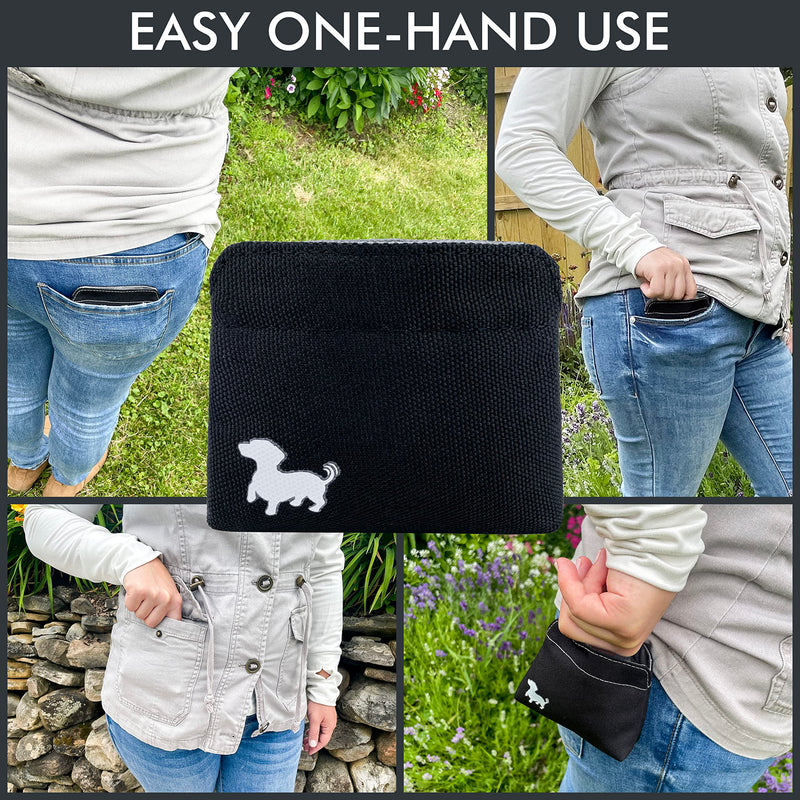 Pocket Sized Dog Treat Pouch - Treat Pouches for Pet Training - Extra Small Dog Treat Pouch with Magnetic Closure - Dog Walking Treat Bag for Dog Training - Black with Gray Interior Black with Gray Cloth - PawsPlanet Australia