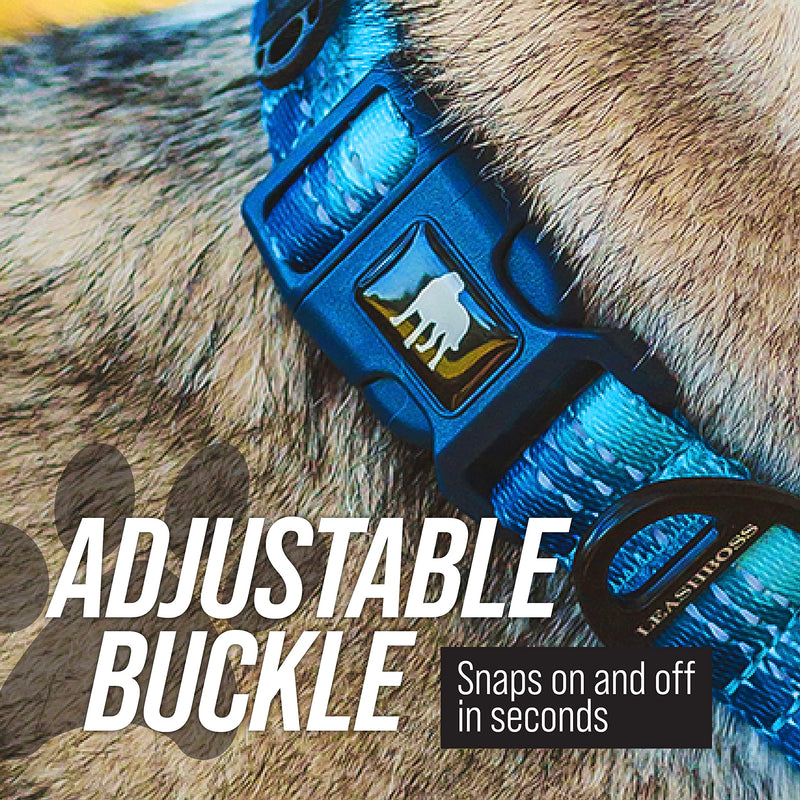 Leash Boss Martingale Collar for Dogs | Reflective Nylon Dog Collar for Large Dogs, Medium and Small Dogs | No Pull Pet Training Collar | Quick Release Buckle, Adjustable Pet Collar Medium-Large (16-19" Neck x 1" Wide) Aqua - PawsPlanet Australia