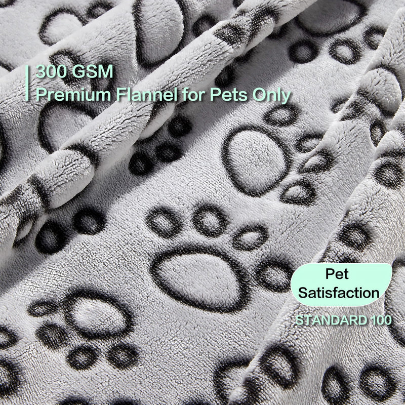 Stuffed Premium Soft Dog Blanket, with Flannel Grey Cute Paw Print, 43 * 66 inches, Cat Blanket Puppy Supplies Dog Products Stuff Essentials 42x66 inches - PawsPlanet Australia