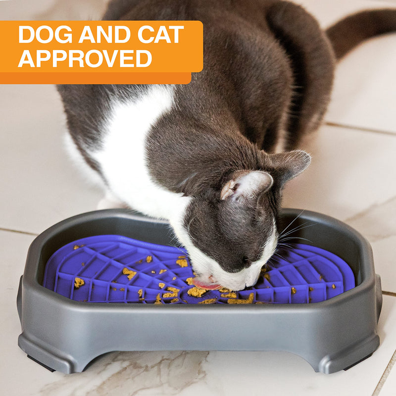 Neater Pet Brands - Pets - Neat-LIK with Mess-Proof Tray Keeps Floors Clean Purple Mat w/ Gunmetal Tray - PawsPlanet Australia