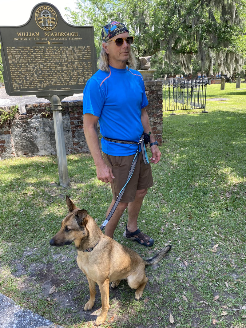 Anti Pull Dog Leash - Heavy Duty, 6ft, Sturdy Bungee, 4 Padded Handles, Strong Carabiner Clips and Rings, Highly Reflective, Poop Bag Holder + Treat Pouch, Large Breeds by Leashrr 2.0 (Royal Blue) Royal Blue - PawsPlanet Australia
