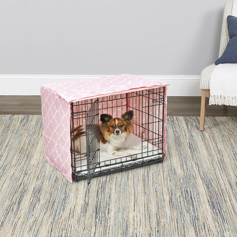 New World Pet Products Dog Crate Cover Featuring Teflon Fabric Protector, Dog Crate Cover Fits Midwest 24-Inch Dog Crates, Pink Designer Pattern 24 Inch - PawsPlanet Australia