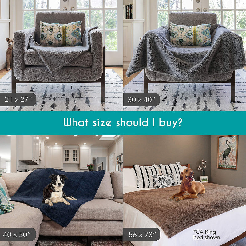 rocket & rex Medium Waterproof Dog Blanket, Grey, Washable Waterproof Pet Blanket Protects Beds, Couches & Other Furniture, Premium Fleece Fabric with Reversible Faux Suede, 30" x 40" (Pack of 1) 30 x 40" - PawsPlanet Australia