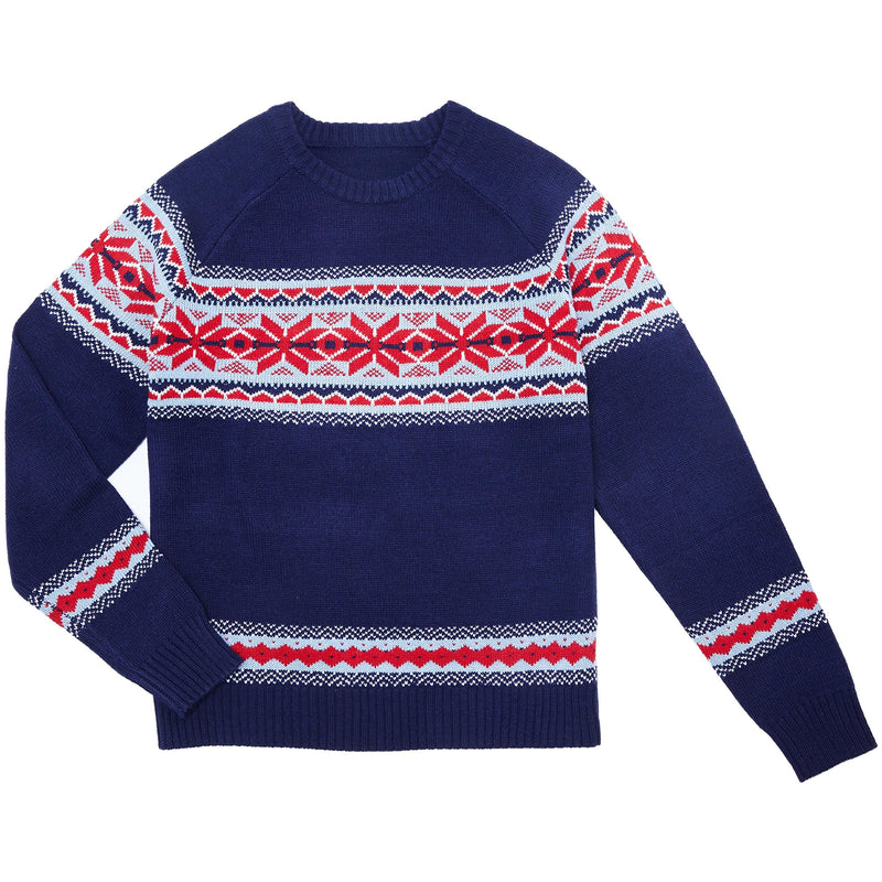 Blueberry Pet Unisex Holiday Chic Secret Fair Isle Style Pullover Sweater in Navy Blue, Small Unisex - S C Design: Pet Owner - Christmas Navy Blue - PawsPlanet Australia