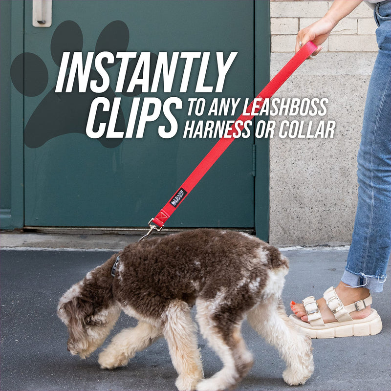 Leashboss Short Dog Leash for Dog Training | Padded Traffic Handle Short Leash for Dog Training, Total Comfort when Dog Walking | Traffic Leash for Dogs Large, Medium, Small | Short Nylon Dog Lead 12 Inch Black - PawsPlanet Australia