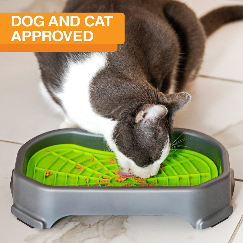 Neater Pet Brands - Pets - Neat-LIK Pad with Mess-Proof Tray Keeps Floors Clean Green Mat w/ Gunmetal Tray - PawsPlanet Australia