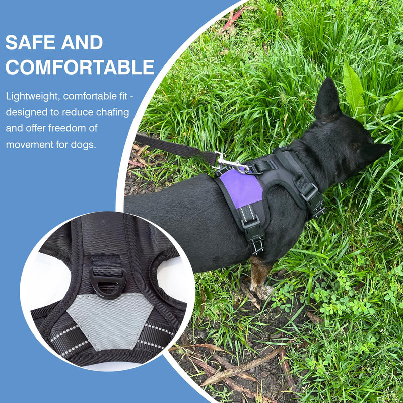 The North Star Dog Harness™ - Comfortable, Fully Adjustable, Designed to Reduce Pulling, Escape Resistant, Durable, fastens Easily and securely with Airtag Holder (Black/Grey, S) Black/Grey - PawsPlanet Australia
