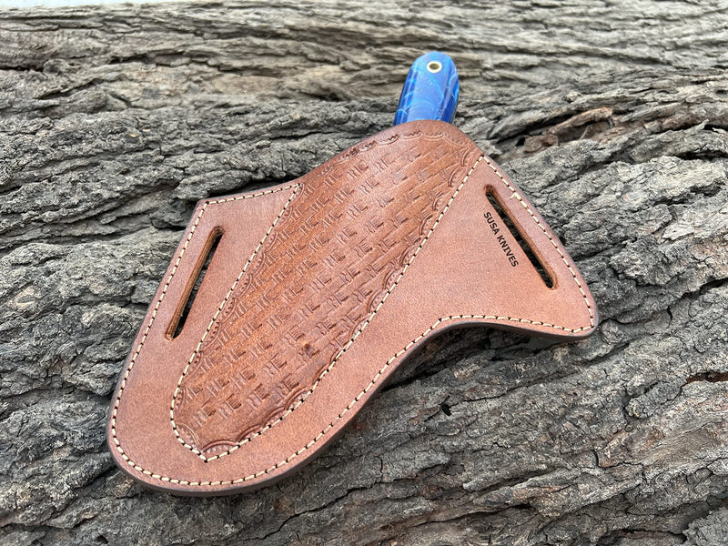 7 Inch Handmade Farrier Rasp Bull Cutter Knife – Custom Horse File Steel Cowboy Skinner with Premium Leather Pancake Sheath – Heavy Duty Hunting & Ranch Tool BLUE