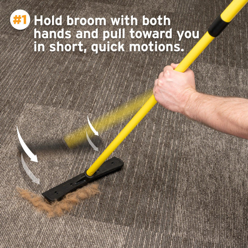 FURemover Original Pet Hair Rubber Broom with Squeegee, with 58” Telescopic Handle for Carpet, Tile and Hardwood and Handheld Lint Brush Combo Yellow - PawsPlanet Australia