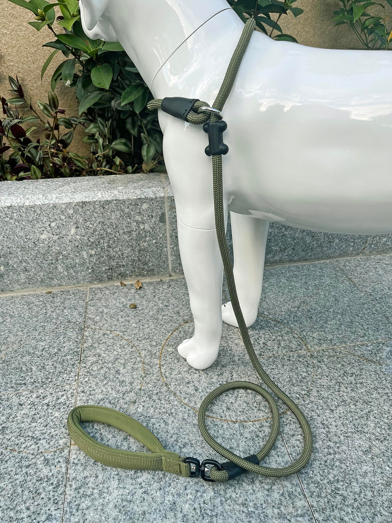Slip Lead Dog Leash Strong Nylon Rope Leash with Comfortable Handles and Walking Training Lead for Small Medium Large Dogs (Army Green, 1/2"×6ft) Army Green