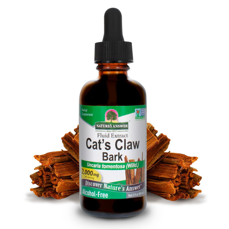 Nature's Answer Cat's Claw Bark Liquid Extract Supplement 2 Ounce - Alcohol Free Cats Claw Tincture & Capsules Alternative for Joint & Muscle Support, Vegan, Non-GMO, Gluten Free, Kosher 2 Fl Oz (Pack of 1) - PawsPlanet Australia