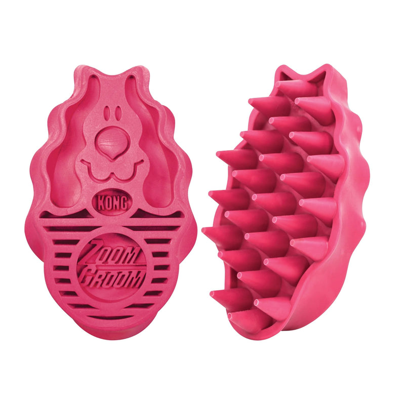 KONG - ZoomGroom - Dog Brush for Grooming and Shampooing - Red Brush for Large Dogs Standard Packaging - PawsPlanet Australia