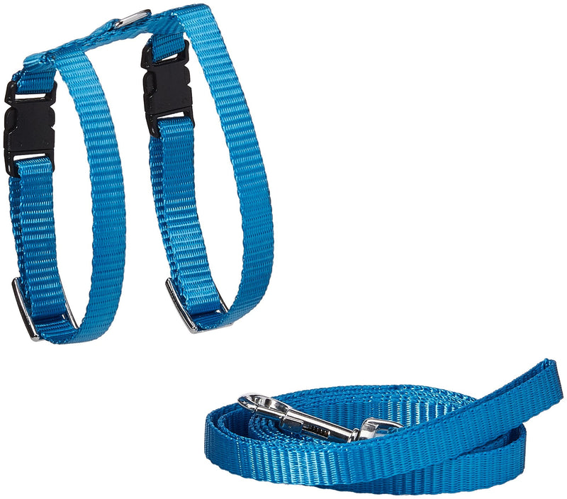 Marshall Ferret Harness and Lead Set – 48" – Blue Color – Adjustable 3/8" Flat Nylon with Quick-Snap Buckles – Escape-Resistant Design – Lead Included