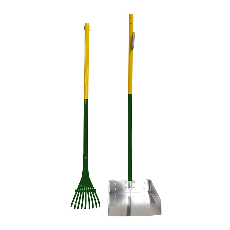 Four Paws Stainless Steel Long-Handled Dog Pooper Scooper Rake & Pan 2 Piece Set, Pet Waste Pickup Tool, 38" x 10" Rake & Pan Set Large, 9.5" x 10" x 38" - PawsPlanet Australia