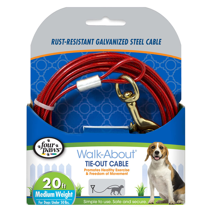 Four Paws Medium Weight Dog Tie Out Cable 20 Feet - PawsPlanet Australia
