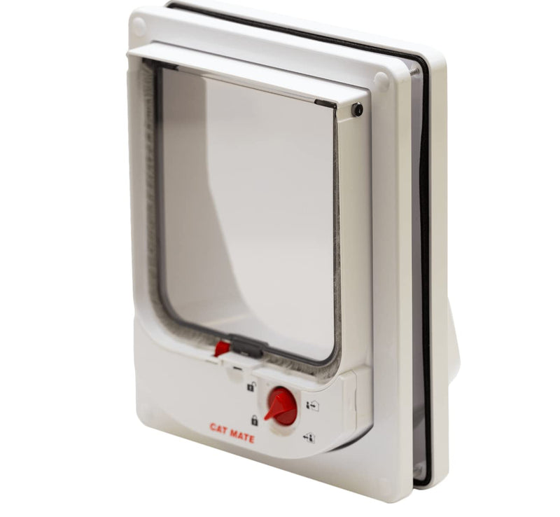 Cat Mate 4-Way-Locking Electromagnetic Cat Flap (254) - Exclusive Entry Collar Magnet Operated, for Small to Average-Sized Cats, for UPVC, Wood and Wall, White