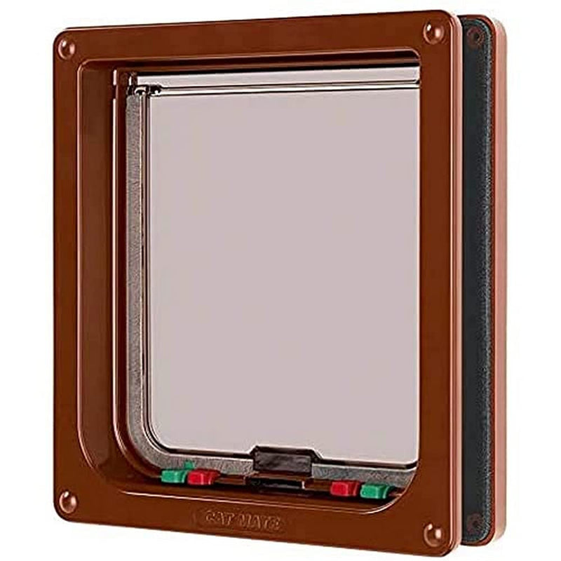 Cat Mate 4-Way-Locking Large Cat Flap (221) - Secure Lockable Door for Large Cats and Small Dogs, Easy to Install and Use, for UPVC/Metal, Wall and Wood, Brown - PawsPlanet Australia