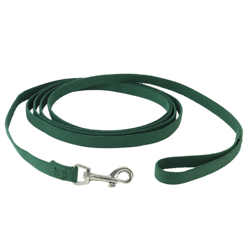Coastal Pet Train Right Cotton Web Dog Training Leash - 100% Cotton Dog Leash for Training - Durable Supplies - Green, 5/8" x 10' - PawsPlanet Australia