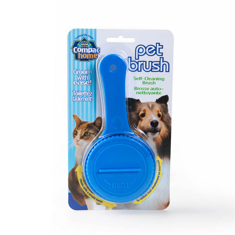 Compac Self Cleaning Pet Brush Twist to Raise and Lower Bristles, Blue, 1 Count 1-Pack - PawsPlanet Australia