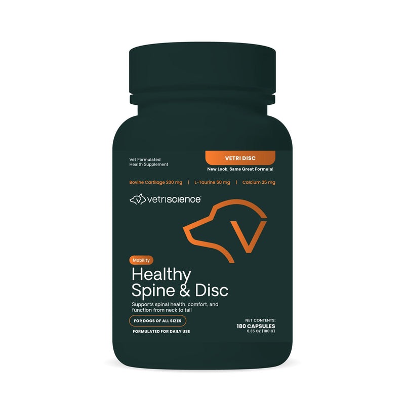 VetriScience Healthy Spine & Disc Easy-Open Capsules, Back & Spinal Support Chondroitin & Taurine Supplement for Dogs, Perfect for Dachshunds, Corgis, Frenchies & More, 180 Count 180 Tablets for All Dogs Capsule - PawsPlanet Australia