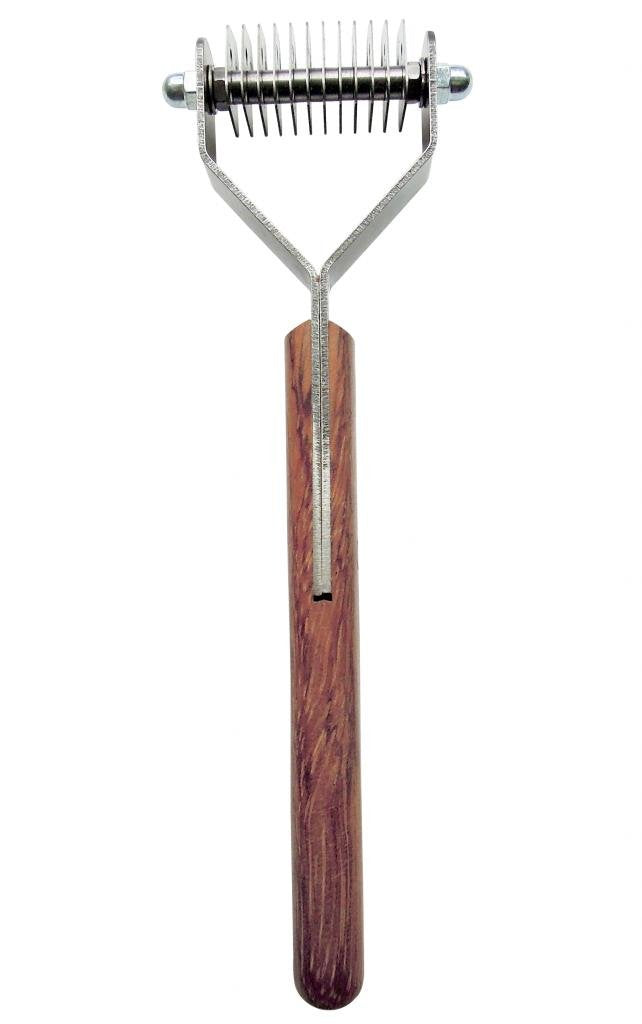 Mars Coat King Dematting Undercoat Grooming Rake Stripper Tool for Dogs and Cats, Stainless Steel with Wooden Handle for Thick Coats, 12-Blade Stripper for Groomers, Pet Owners Small/Medium Dog
