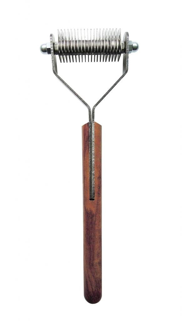 Mars Coat King Dematting Undercoat Grooming Rake Stripper Tool for Dogs and Cats, Stainless Steel with Wooden Handle for Thick Coats, 20-Blade Stripper for Groomers, Pet Owners Small/Medium Dog