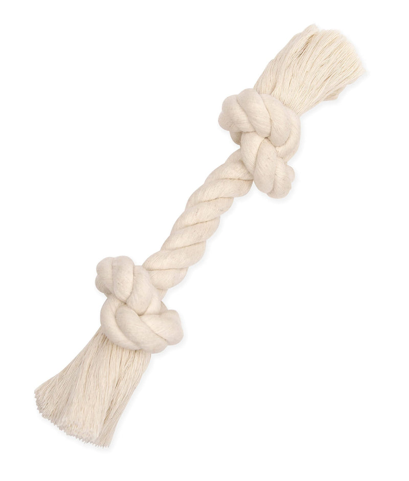Mammoth Flossy Chews 100 Percent Natural Cotton Rope Dog Toys - Premium White Knot Dog Rope Toy - Interactive Dog Tug Toy - Tug Dog Chewy Toy for Small Dogs - Small 9" Small 9" 2 Knot Rope Bone - PawsPlanet Australia