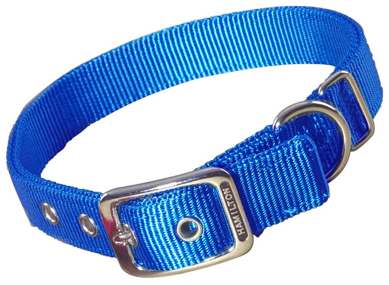 Hamilton Double Thick Nylon Buckle Dog Collar for Medium & Large Dogs, 1" Wide x 32" Neck, Blue 1" x 32"