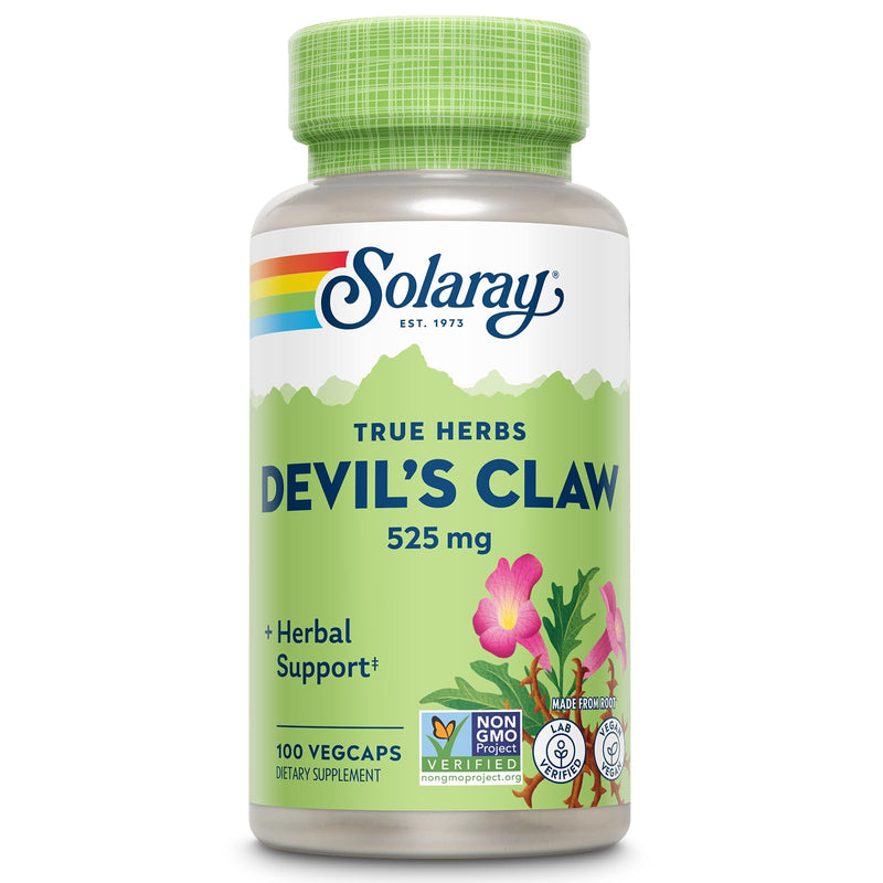 Solaray Devil's Claw Root 525 mg - Devils Claw Herbal Supplement, Devilsclaw Herb Pills, Cartilage Support for Men & Women, Non-GMO, Lab Verified - 100 Vegan Capsules
